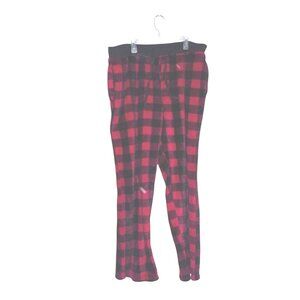 Holiday Time Red & Black Plaid Fleece Pajama Pants With Elastic Waist